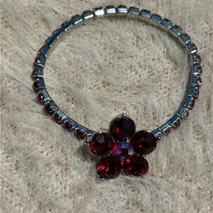 Elegant Red Crystal Flower Bracelet